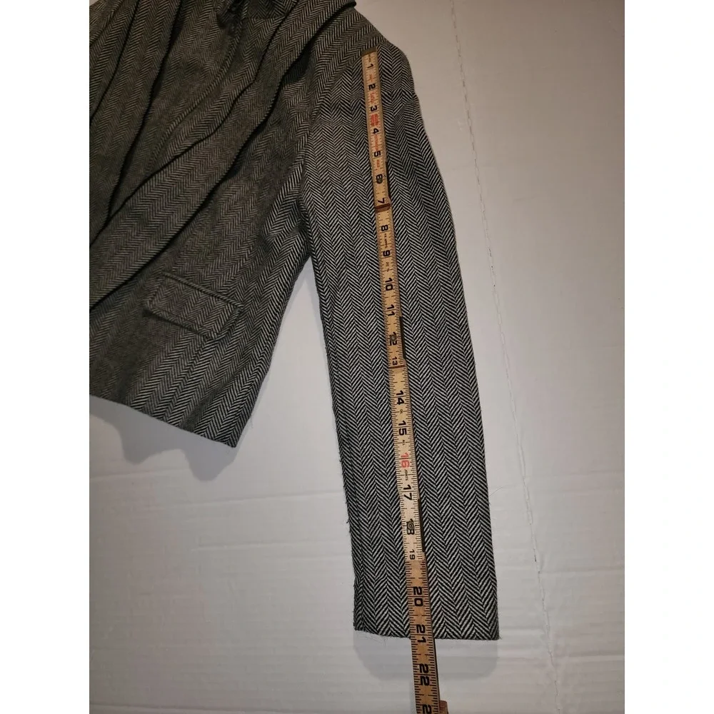 Banana Republic Women Gray Wool Herringbone Blazer sz 0 Petite, Old Money Work